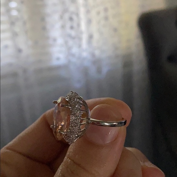 Gorgeous Huge 925 Silver Ring Champagne Crystal - Picture 13 of 15